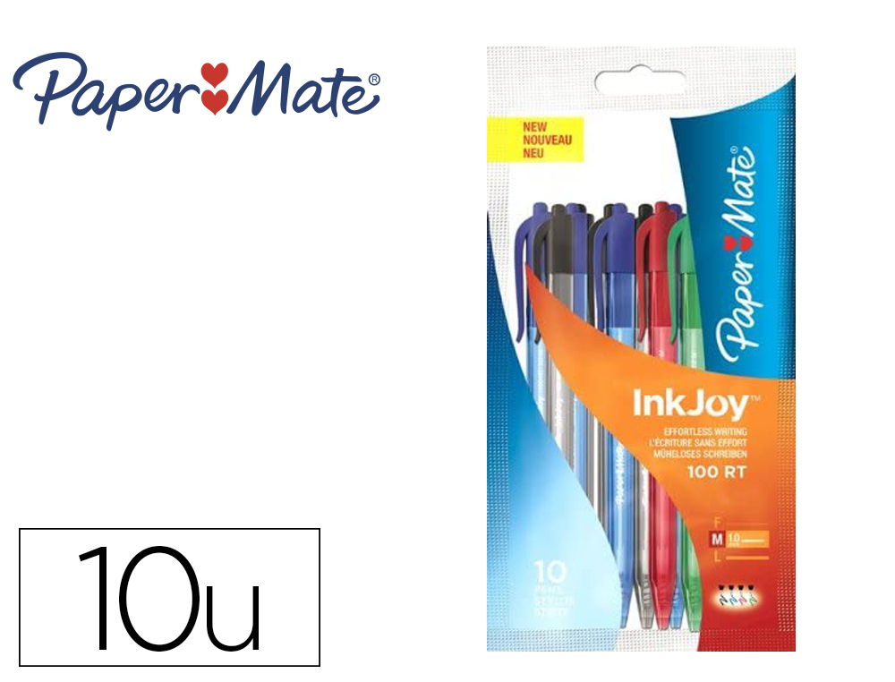 Stylo bille Papermate Flexgrip Ultra rétractable pointe moyenne 1mm -  Blister de 4 couleurs assorties