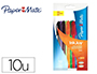 STYLO-BILLE PAPER MATE INKJOY 100 CAP ENCRE SPCIFIQUE ULV CRITURE LUMINEUSE CORPS TRANSPARENT COULEURS ASSORTIES 10U