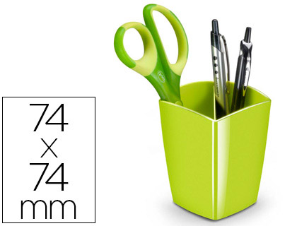 POT  CRAYONS CEP GLOSS 2 COMPARTIMENTS POLYSTYRNE ANTICHOC BONNE STABILIT RECTANGULAIRE 74X74X95MM COLORIS VERT ANIS