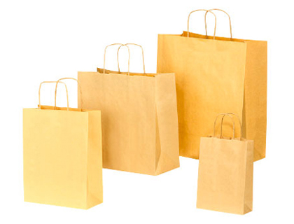 SAC KRAFT VERG 110G POIGNES FICELLE TORSADE 320X120X410MM COLORIS CRU