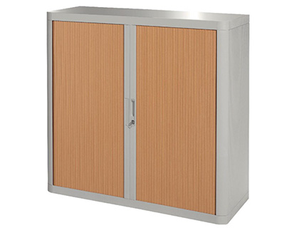 ARMOIRE PAPERFLOW EASYOFFICE 2 TABLETTES CHARGE 75KG STRUCTURE GRISE RIDEAUX 104X110X41,5CM COLORIS GRIS/HTRE