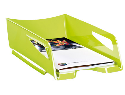 CORBEILLE  COURRIER MAXI CEP GLOSS DOCUMENTS 24X32CM 2 POIGNES SUPERPOSABLE DROIT DCAL 270X386X115MM COLORIS ANIS