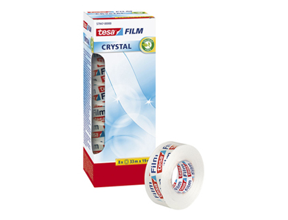 RUBAN ADHSIF TESA CRYSTAL QUALIT PREMIUM TRANSPARENT PLASTIQUE RECYCL 19MMX33M TOUR 8 ROULEAUX