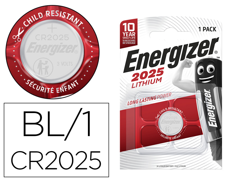 PILE ENERGIZER MINIATURE APPAREILS LECTRONIQUES I.C.E. CR2025 3V BLISTER 1 UNIT