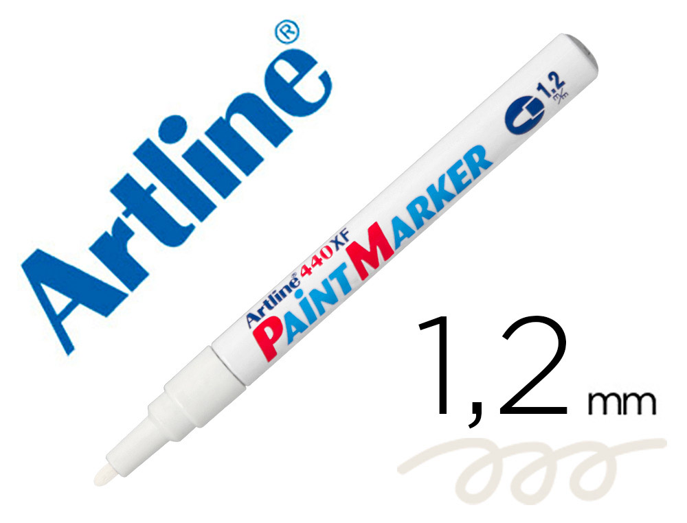 MARQUEUR ARTLINE PERMANENT PAINT MARKER 440 POINTE FINE CONIQUE 1.2MM ENCRE PIGMENTE BASE D'HUILE COLORIS BLANC