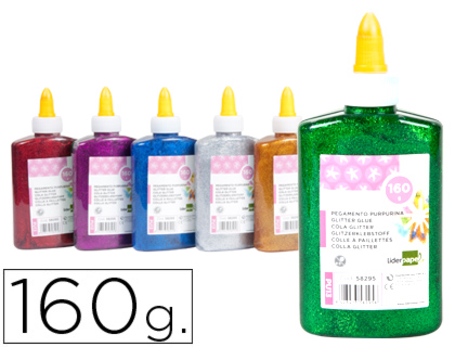 COLLE PAILLETE LIDERPAPEL COLORIS ASSORTIS MTALLISS POT 160G