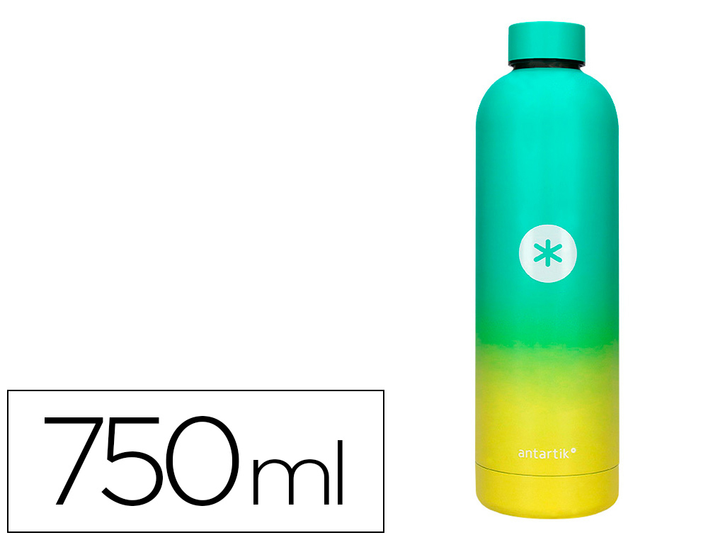 BOUTEILLE ISOTHERME ANTARTIK ACIER INOXYDABLE SANS BPA     750ML COLORIS JAUNE/VERT