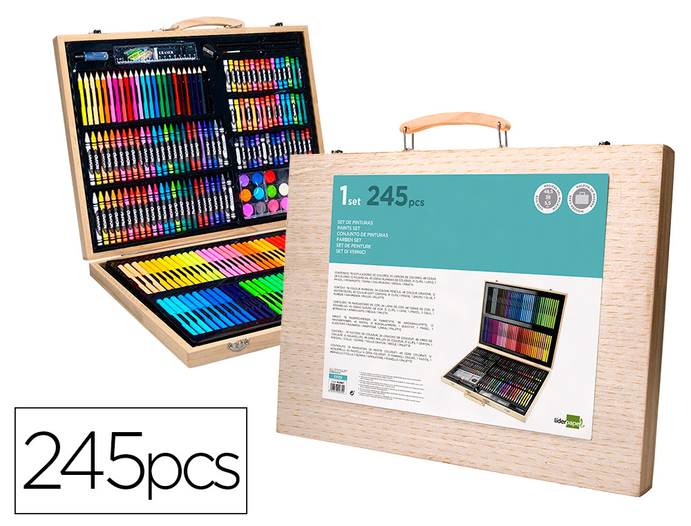 SET DE PINTURE LIDERPAPEL BOIS 245 PIECES BOITE DE      49X36,6X4,5 CM