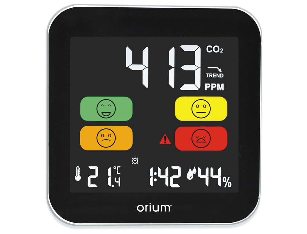 QUIMPERLE BURO SARL  MESUREUR CO2 CEP CAPTEUR CO2 NDIR ECRAN LCD  RETROECLAIRE INTENSITE REGLABLE 3 NIVEAUX MESURE 4 SMILEYS LECTURE