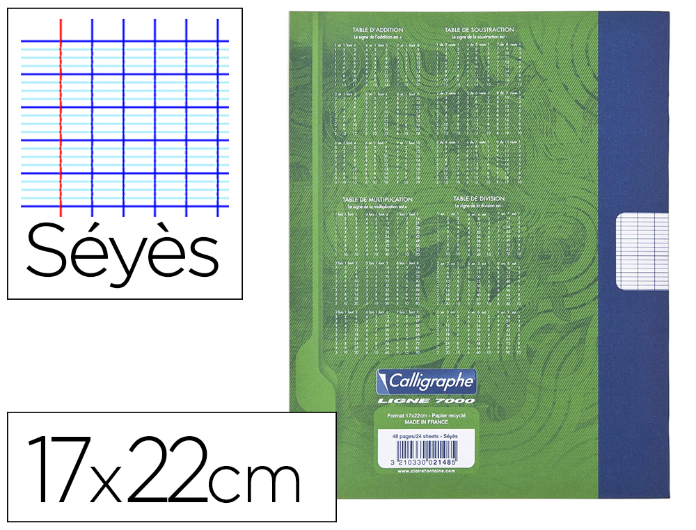 Cahier grands carreaux seyes: 17 x 22 cm grands carreaux séyès 48 pages  (French Edition)