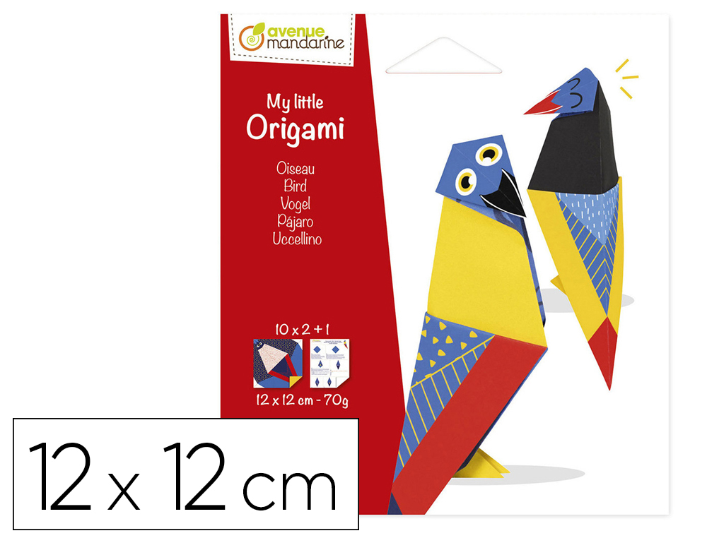 MY LITTLE ORIGAMI AVENUE MANDARINE MODELE OISEAU       12X12CM 70G 20 FEUILLES