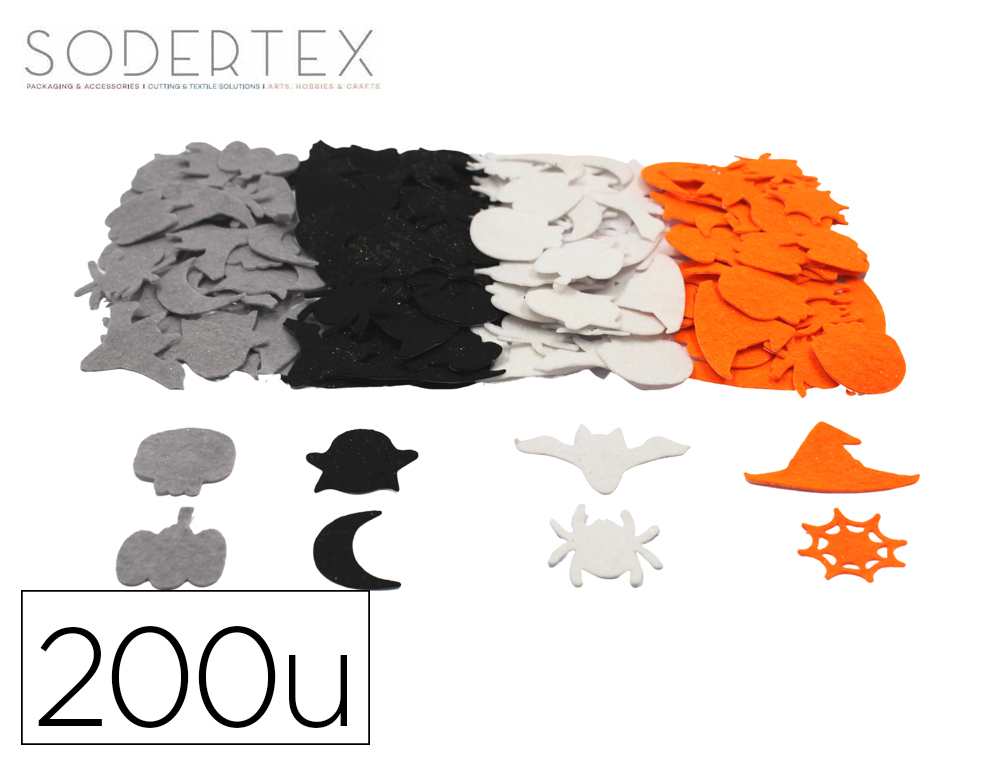 HYPERBURO  GOMMETTE SODERTEX FEUTRINE ADHESIVE PAILLETEE HALLOWEEN  DIAMETRE 3,5CM COLORIS ASSORTIS PACK 200 UNITES