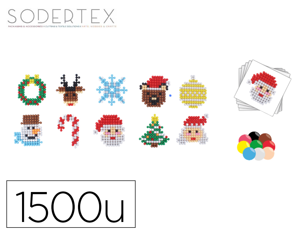 AQUA PERLES SODERTEX NOEL DIAMETRE 4MM 10 MODELES 7,8CM COLORIS ASSORTIS BOITE 1500   UNITES