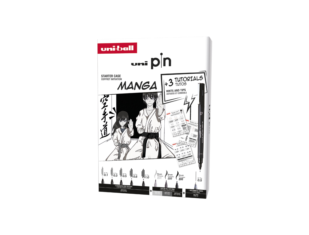 COFFRET UNIBALL FEUTRE UNIPIN EDITION MANGA 8 UNITES +      PORTE-MINES