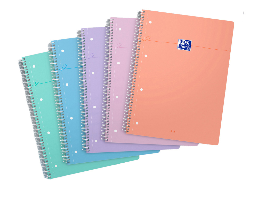 CAHIER OXFORD SMART SPIRALE ET 4 TROUS 230X297 160P OPTIK PAPER Q5X5 COLORIS PASTEL     ASSORTIS