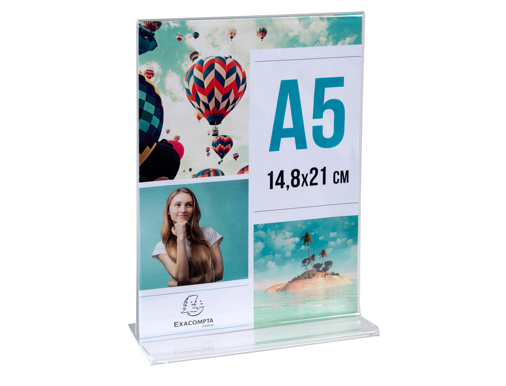 PORTE-VISUEL EXACOMPTA ACRYLIQUE DROIT VERTICAL A5   COLORIS CRISTAL