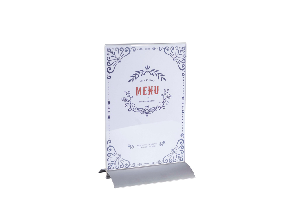PORTE-VISUEL EXACOMPTA ACRYLIQUE VERTICAL A4 SOCLE   ALUMINIUM COLORIS CRISTAL