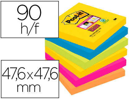 Blocs Post-it® 76 x 76 mm classique coloris jaune, lot de 12