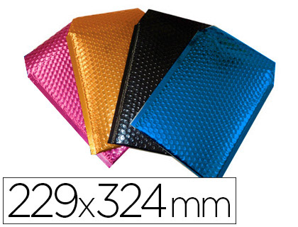 POCHETTE LA COURONNE BULLES C4 229X324MM IMPERMABLE FERMETURE RENFORCE BLEU MAGENTA ORANGE NOIR MTALLIS PAQUET 5U