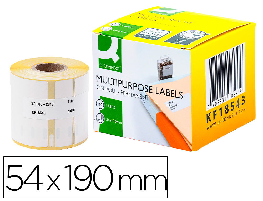 TIQUETTE ADHSIVE Q-CONNECT 59X190MM COMPATIBLE DYMO 99019 BOTE 110 UNITS