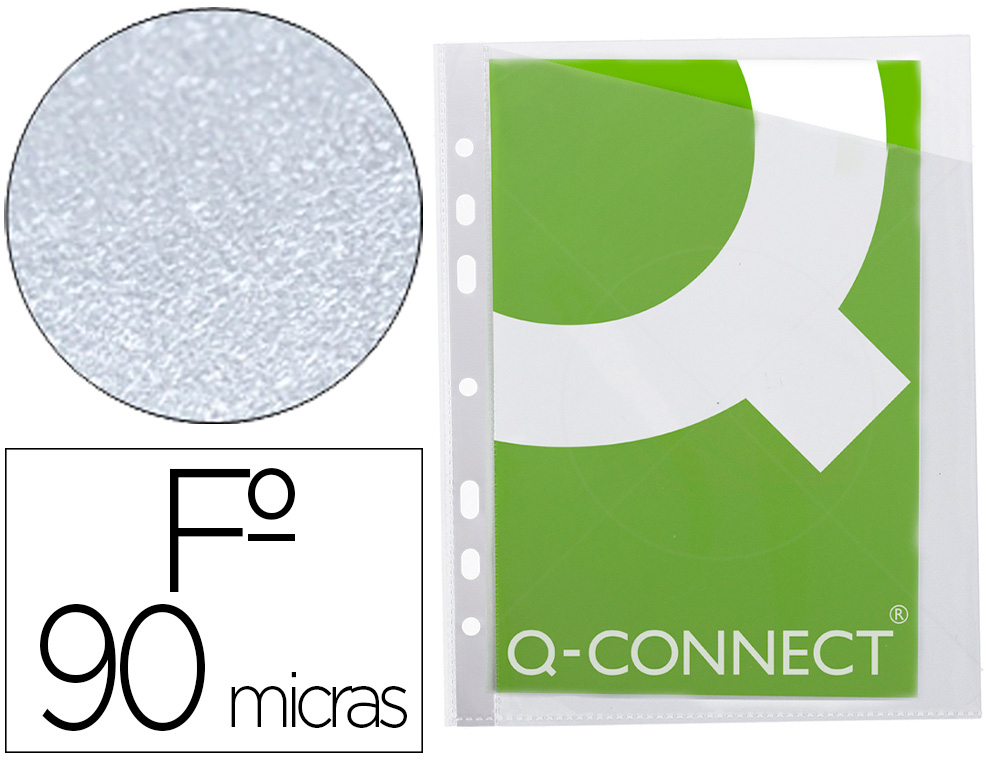 POCHETTE COIN Q-CONNECT PVC TRANSPARENT 9/100E 290X195MM PERFORE 4 TROUS BOTE 100 UNITS