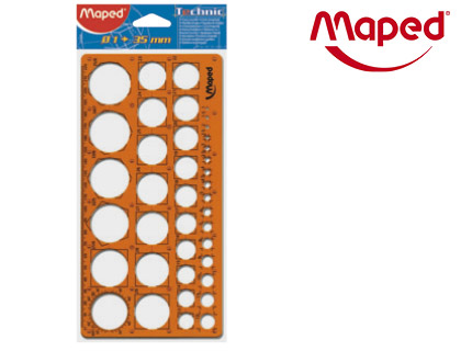 TRACE-CERCLES MAPED TECHNIC PAIRS ET IMPAIRS DE 1MM  35MM GABARIT POUR 39 CERCLES DURABLE ET RSISTANT AUX CHOCS