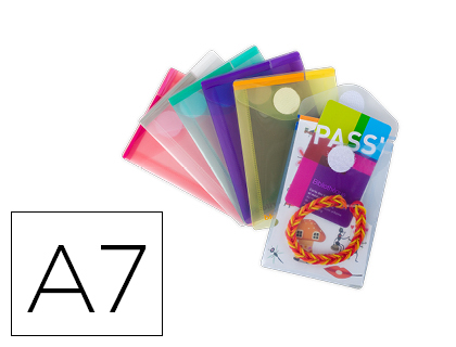 POCHETTE ENVELOPPE TARIFOLD A7 PORTRAIT POLYPROPYLNE TRANSPARENT COLORIS ASSORTIS SACHET 6 UNITS