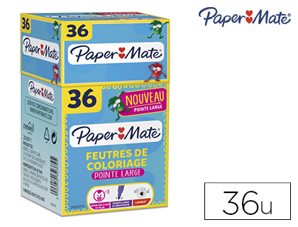 FEUTRE COLORIAGE PAPER MATE POINTE LARGE COLORIS ASSORTIS POT 36 UNITS