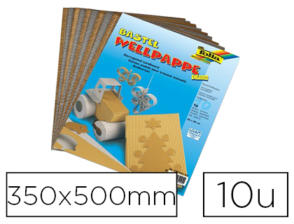 CARTON ONDUL FOLIA 350X500MM COLORIS OR ET ARGENT PAQUET DE 10 UNITS