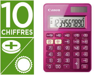 Calculatrice de bureau solaire - 12 chiffres - Rose CANON LS-123K-MPK