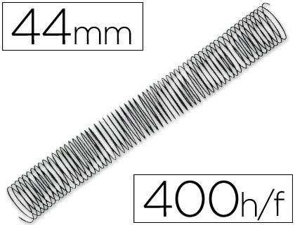 SPIRALE Q-CONNECT MTALLIQUE RELIEUR PAS 4:1 400F CALIBRE 1.2MM DIAMTRE 44MM COLORIS NOIR BOTE 25 UNITS