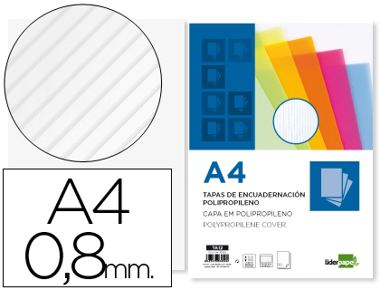 PLAT COUVERTURE LIDERPAPEL PP ONDUL TRANSLUCIDE 0.8MM A4 DOSSIER RELIURE TRANSPARENT PAQUET 50 UNITS
