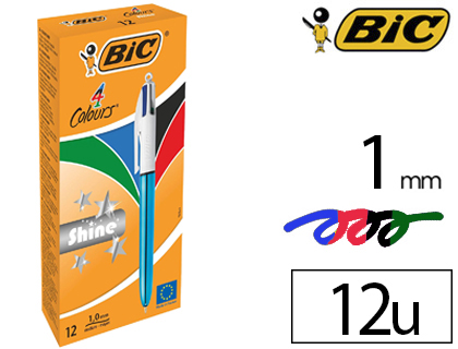 Stylo-bille bic 4 couleurs classiques pointe moyenne 1mm