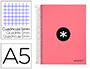 CAHIER SPIRALE ANTARTIK A5 240P 90G REMBORD QUADRILLAGE 5MM MICROPERFOR 5 BANDES 6   TROUS COLORIS CORAIL