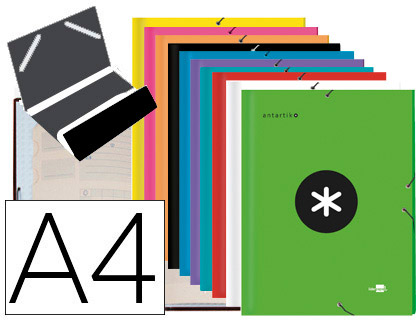 TRIEUR LIDERPAPEL ANTARTIK A4 12 COMPARTIMENTS ELASTIQUES   CARTON REMBORD COLORIS       ASSORTIS