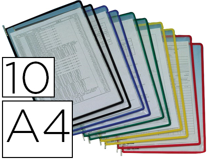 POCHE  PIVOTS TARIFOLD EN PVCFORMAT A4 COLORIS ASSORTIS 10 UNITS INSERTION PAR LE COTE