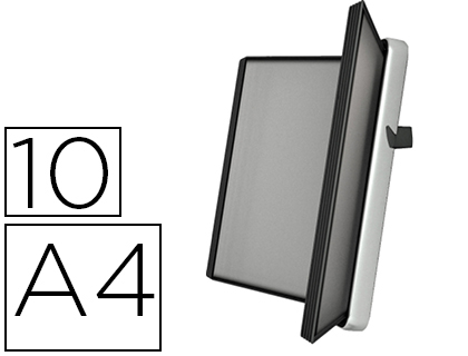 PUPITRE VEO TARIFOLD MURAL SUPPORT ALUMINIUM AVEC 10 POCHES A4 POLYPROPYLNE  PIVOTS COLORIS NOIR