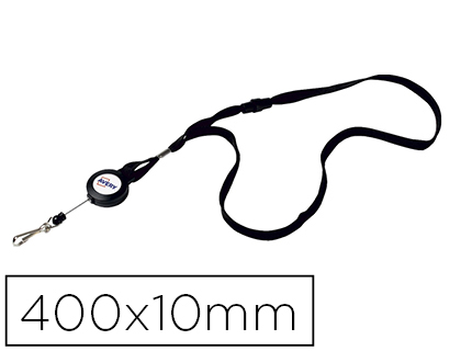 TOUR DE COU AVERY 40X1CM AVEC ENROULEUR 60CM COLORIS NOIR LOT 10 UNITS