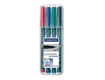 STYLO-FEUTRE STAEDTLER LUMOCOLOR PERMANENT POINTE EXTRA FINE MULTI-SUPPORTS SCHAGE IMMDIAT RSISTANT EAU POCHETTE 4U