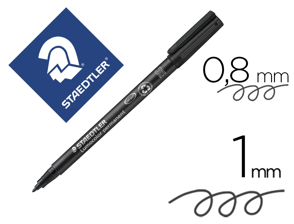 TRAIT - D UNION(RP)  STYLO-FEUTRE STAEDTLER LUMOCOLOR PERMANENT POINTE  FINE 0.6MM MULTI-SUPPORTS SÉCHAGE IMMÉDIAT RÉSISTANT EAU COLORIS NOIR