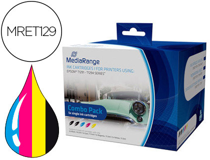 CARTOUCHE MEDIARANGE JET D'ENCRE COMPATIBLE EPSON T1291/T1294 NOIR X2/JAUNE/CYAN/MAGENTA MULTIPACK 5 UNITS
