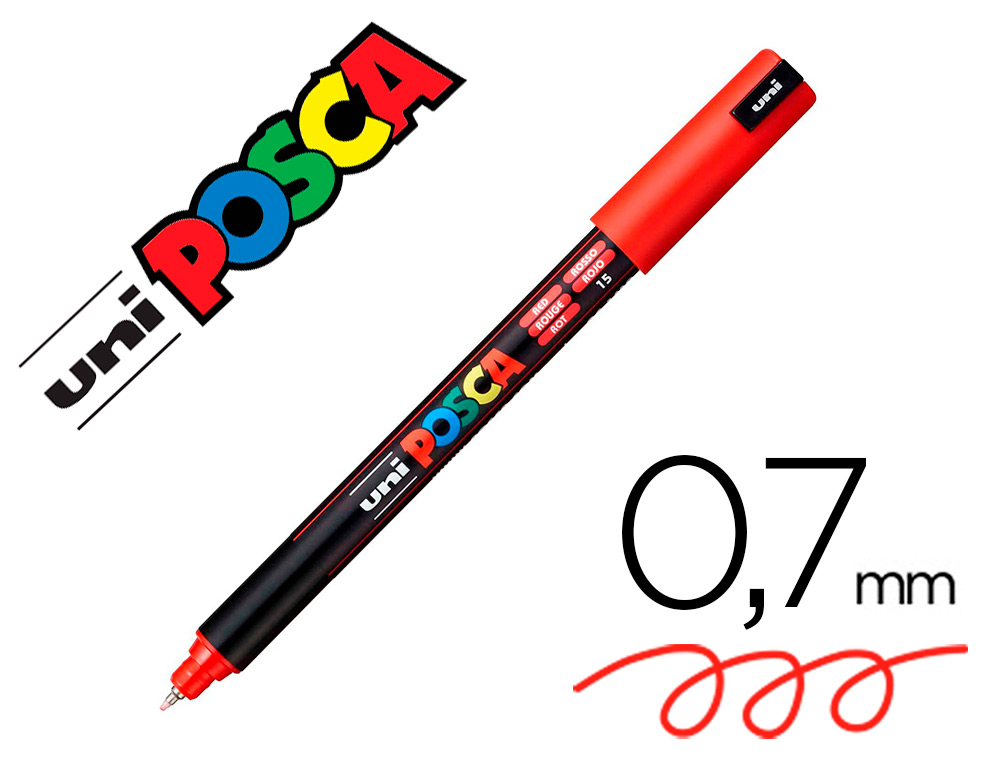 MARQUEUR POSCA PC1MR BASE EAU POINTE CALIBREE EXTRA FINE    0,7MM SANS ODEURS/ALCOOL/SOLVANT COLORIS ROUGE