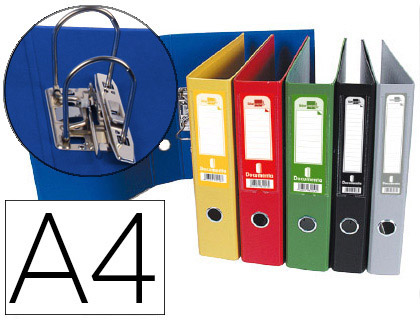 CLASSEUR LEVIER ROUGE PAPIER A4 CARTON REMBORD PVC 1,9 MM DOS 75MM RADO MTALLIQUE COLORIS ASSORTIS CLASSIQUES