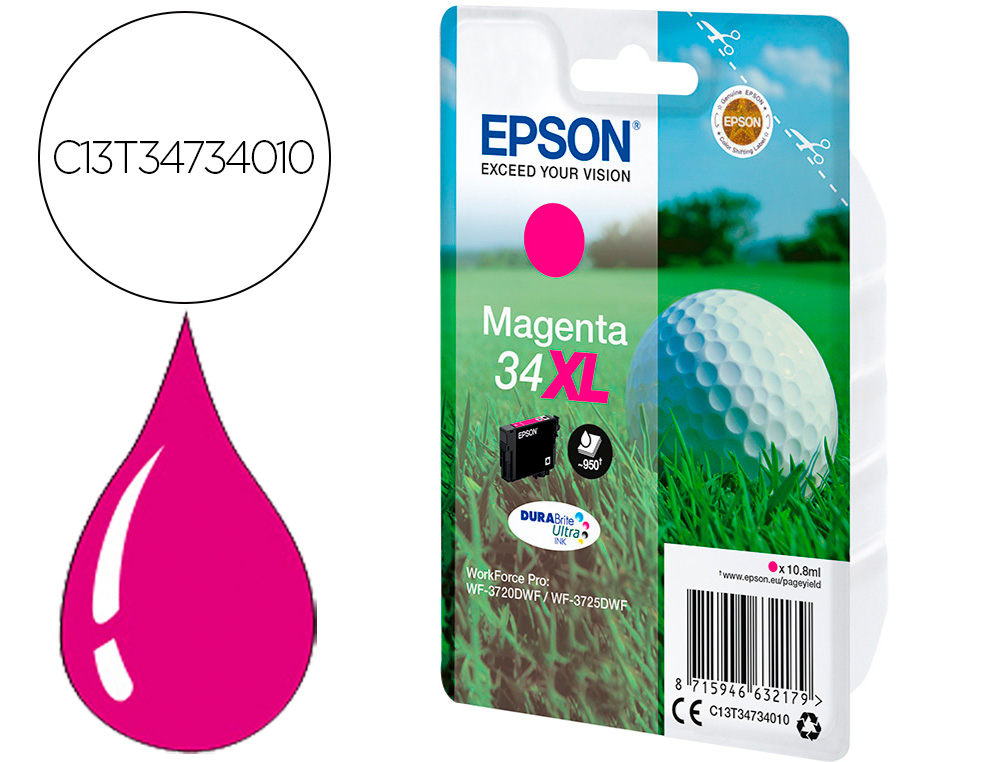 CARTOUCHE D'ENCRE EPSON ORIGINAL C13T03R340 MAGENTA