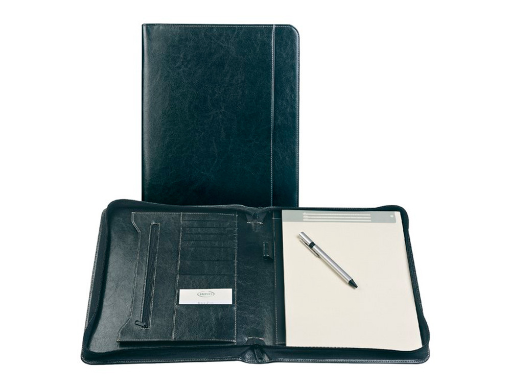 CONFRENCIER ZIP PALERMO AVEC BLOC NOTES POCHE INTRIEURE POCHE CARTE DE VISITE 4ANNEAUX 255X345MM SIMILI CUIR NOIR