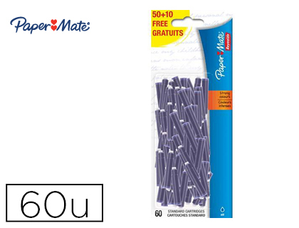 CARTOUCHE COURTE PAPER MATE STANDARD BLISTER 60 UNITS