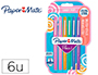 STYLO-FEUTRE PAPER MATE FLAIR ORIGINAL POINTE MOYENNE 1 MM LONGUE DURE DE VIE POCHETTE 6  COLORIS TROPICAL