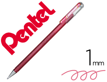 ROLLER GEL PENTEL HYBRID DUAL METALLIC POINTE BILLE 1MM EFFETS COULEUR SELON ANGLE ENCRE COLORIS ROSE/ROSE MTALLIQUE