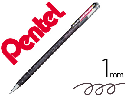 ROLLER GEL PENTEL HYBRID DUAL METALLIC POINTE BILLE 1MM EFFETS COULEUR SELON ANGLE ENCRE COLORIS NOIR/ROUGE MTALLIQUE