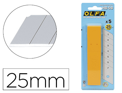 LAME RECHANGE OLFA CUTTER 25MM ACIER INOXYDABLE BOTE 25 UNITS